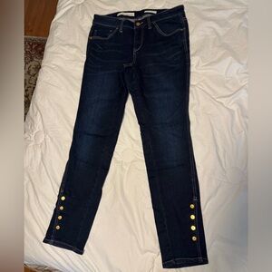 PILCRO & THE LETTERPRESS Dark Wash Gold Button Denim Skinny Jeans ~ Size 30